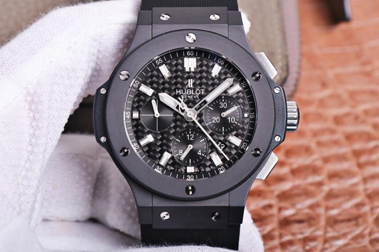 V6 Factory Classic Replica Hublot Big Bang 44mm Black Ceramic Watch with Carbon Dial